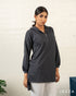 Ribbed Half-Zip Hoodie Top 72151